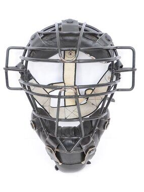 +POS Umpire Black Frame Mask w/ Leather Pad & Harness Baseball Softball